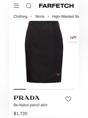 NWT Prada Black Re-Nylon High-Waisted Pencil Skirt size 36